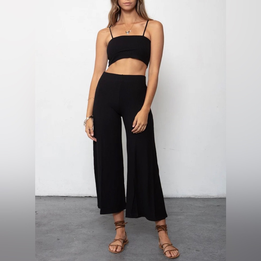New House of Harlow 1960 Wide-Leg Cropped Pants - Black Sz 6